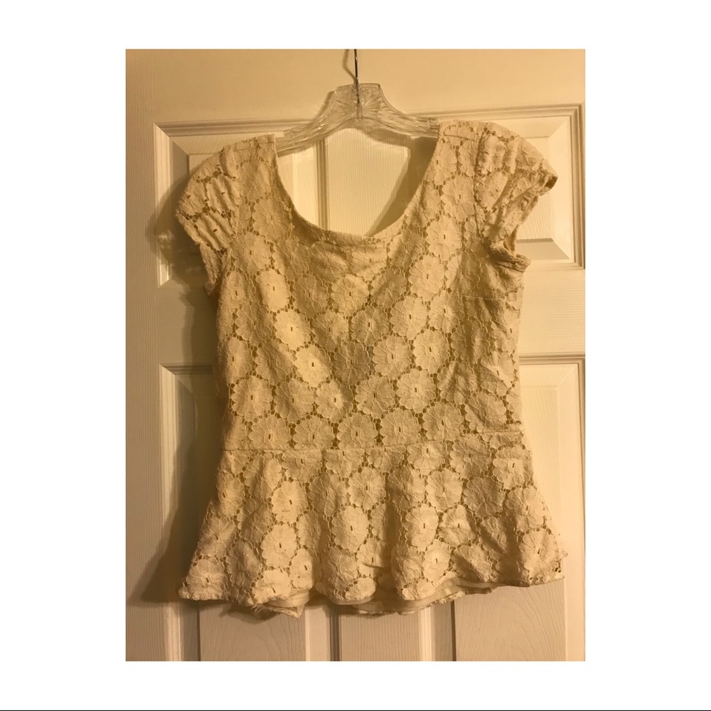 Floral Lacey Cream Peplum Shirt